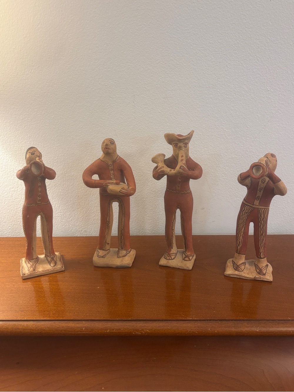 Vintage Peruvian Folk Art Terracotta Clay Band of Musicians